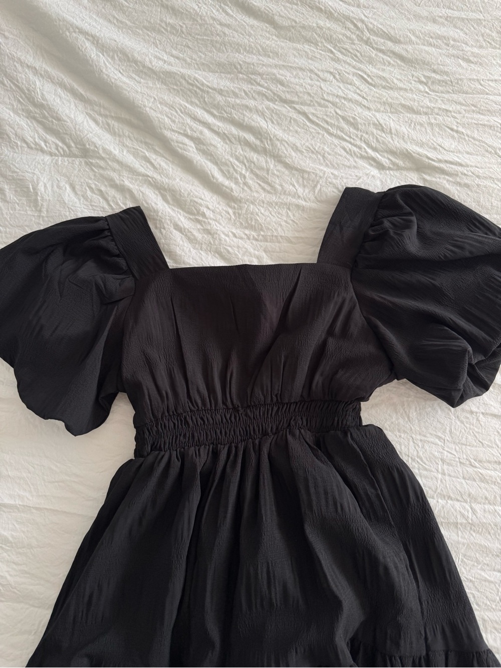 HYFVE Black Puff-Sleeve Tiered Midi Dress - Picture 9 of 11